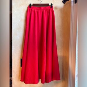 Elegant Red Pinstriped Women's Midi Circle Skirt